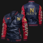 Blue Red Navy Midshipmen Leather Jacket