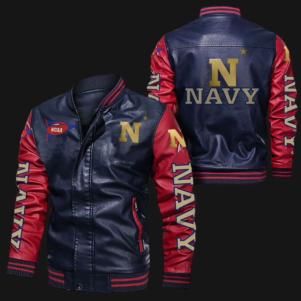 Blue Red Navy Midshipmen Leather Jacket Blue Red Navy Midshipmen Leather Jacket