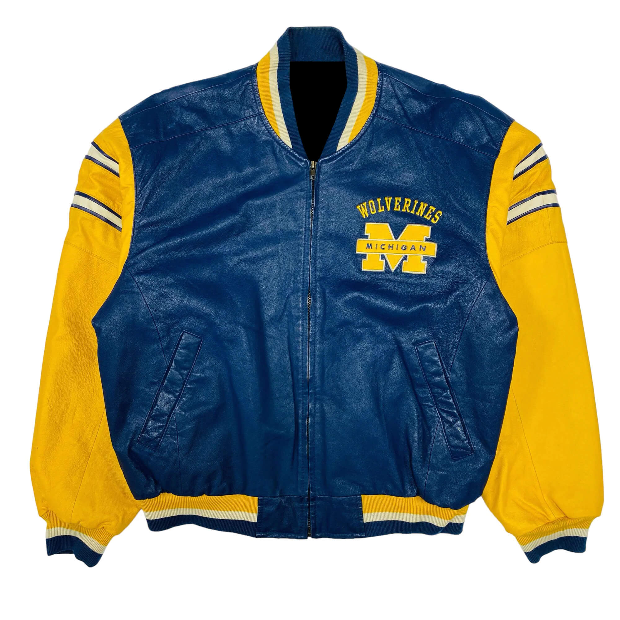 Blue and Yellow Varsity Leather Jacket