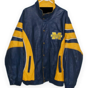 Michigan Wolverines Navy Blue And Yellow Leather Jacket