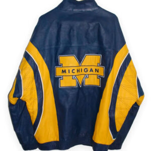 Michigan Wolverines Navy Blue And Yellow Leather Jacket