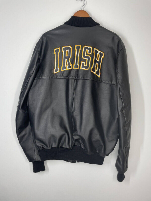 Notre Dame Fighting Irish Bomber Black Leather Jacket
