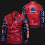 Red Blue Boise State Broncos Leather Jacket
