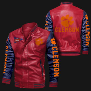 Red Blue Clemson Tigers Leather Jacket