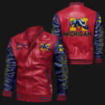 Red Blue Michigan Wolverines Leather Jacket