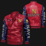 Red Blue Navy Midshipmen Leather Jacket