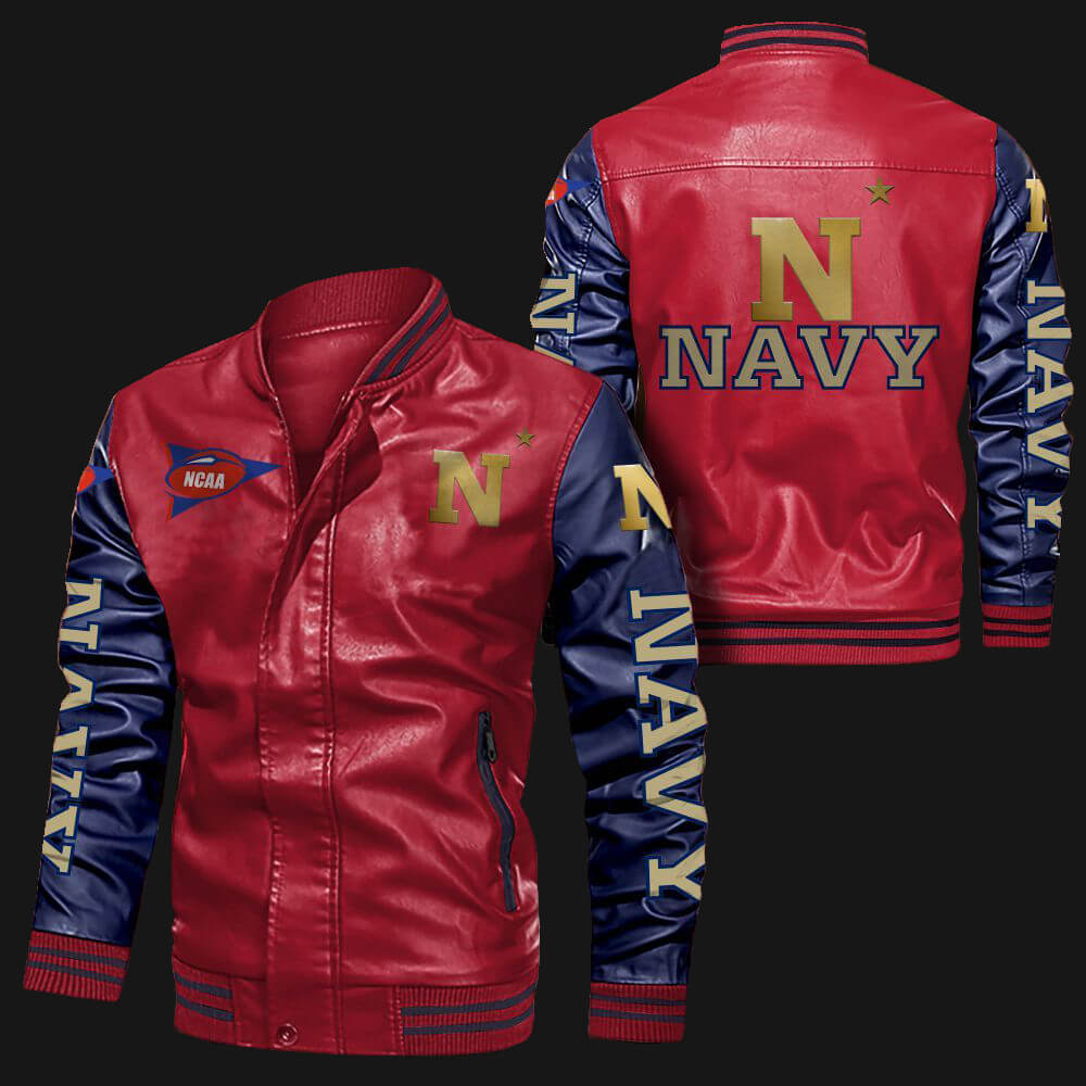 Red Blue Navy Midshipmen Leather Jacket Red Blue Navy Midshipmen Leather Jacket
