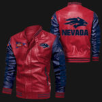 Red Blue Nevada Wolf Leather Jacket