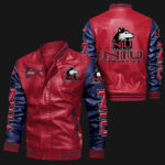 Red Blue Northern Illinois Huskies Leather Jacket