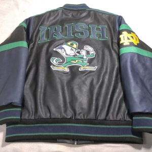 Vintage Black Notre Dame Fighting Irish Leather Jacket