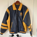 Vintage Black Yellow Notre Dame Leather Jacket