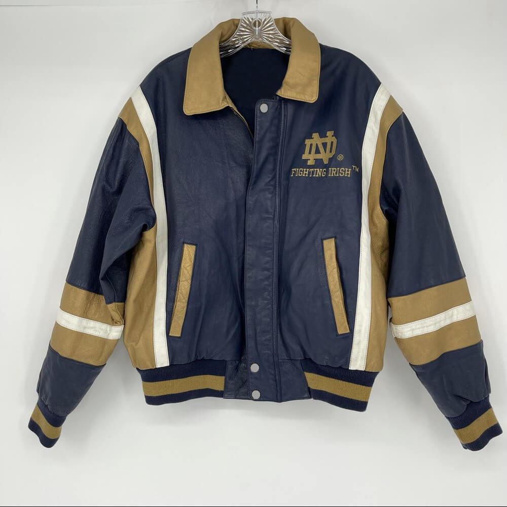 Vintage Notre Dame Fighting Irish Leather Jacket (2) Vintage Notre Dame Fighting Irish Leather Jacket