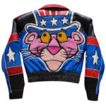Vtg Pink Panther Cartoon Multicolor Leather Jacket