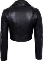Women's Biker Style Black Short Leather Jacket