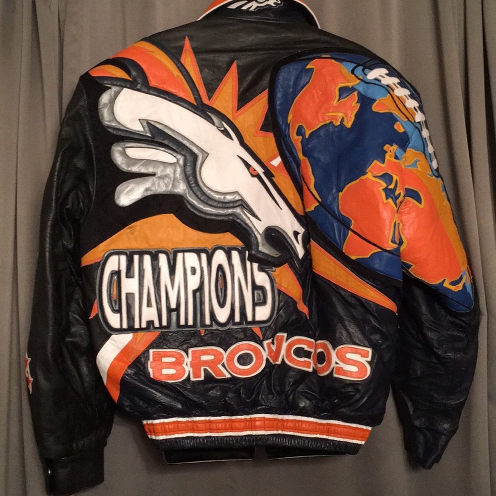 Denver broncos leather best sale jacket