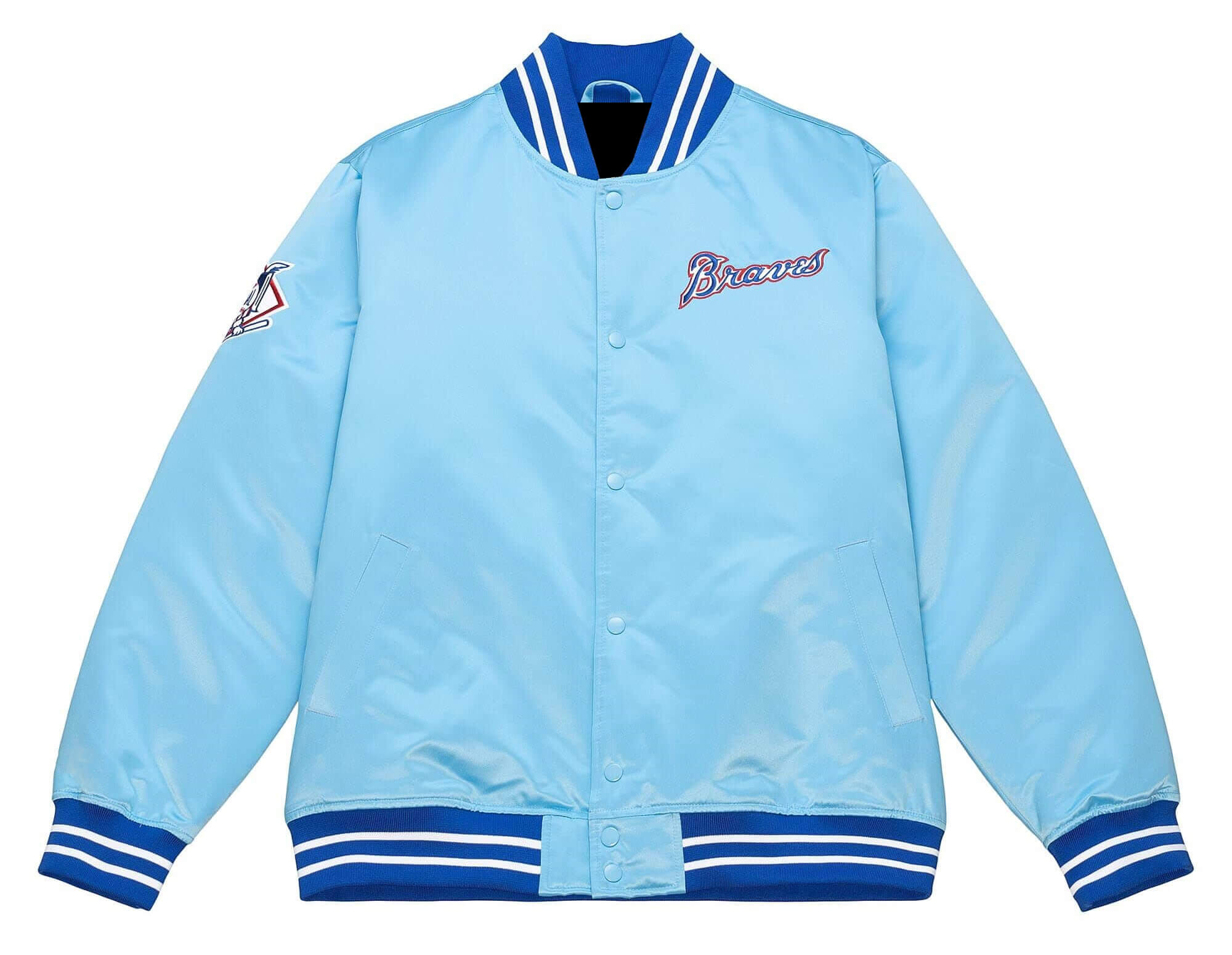 MLB Atlanta Braves Light Blue Satin Jacket - Maker of Jacket