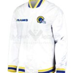 NFL LA Rams Football Team White Satin Jacket