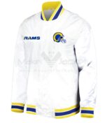 NFL LA Rams Football Team White Satin Jacket