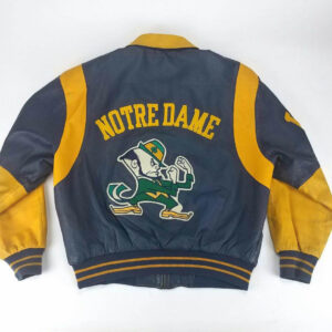 Notre Dame Yellow Black Fighting Irish Leather Jacket