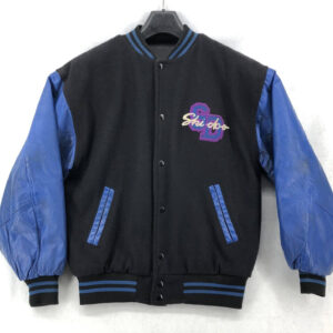 Vtg-Ski-Doo-Rotax-Black-And-Blue-Varsity-Jacket