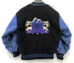 Vtg-Ski-Doo-Rotax-Black-And-Blue-Varsity-Jacket