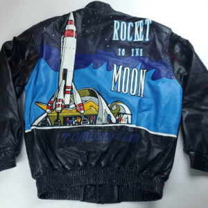 Walt Disney Gallery Tomorrow Land Black Leather Jacket