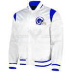 White Blue NFL Team LA Rams Satin Jacket