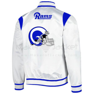White Blue NFL Team LA Rams Satin Jacket