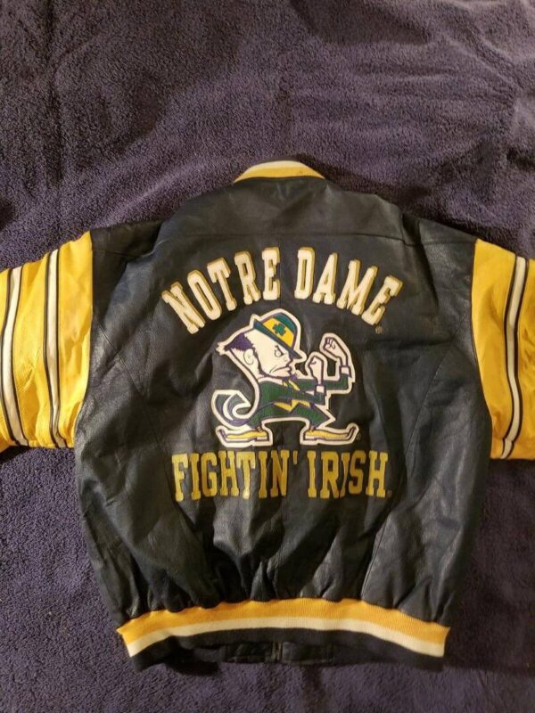 Yellow Black Notre Dame Fighting Irish Leather Jacket