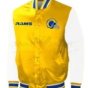 Yellow White NFL LA Rams Team Satin Jacket