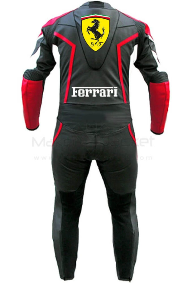 Ferrari Motorcycle Racing Tricolor Leather Suit