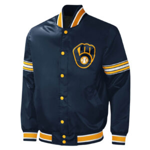 MLB Milwaukee Brewers Midfield Full-Snap Satin Jacket