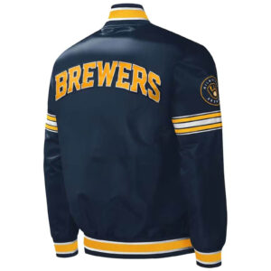 MLB Milwaukee Brewers Midfield Full-Snap Satin Jacket