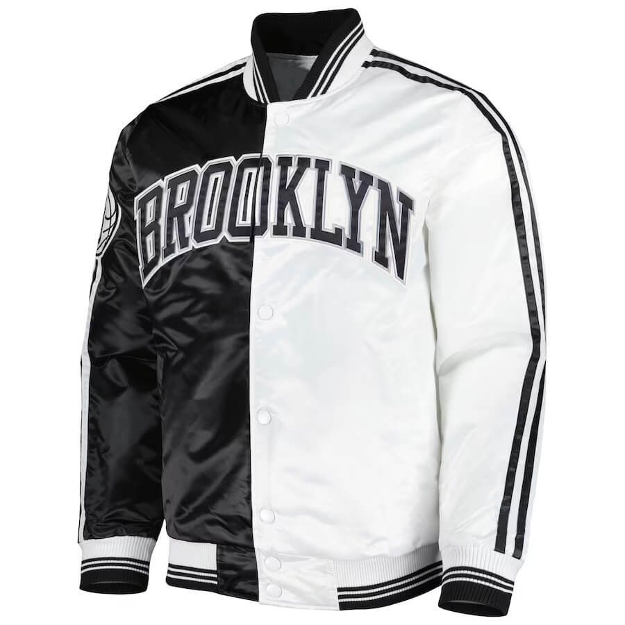 NBA Brooklyn Nets Throwback Pitch Satin Jacket - Maker of Jacket