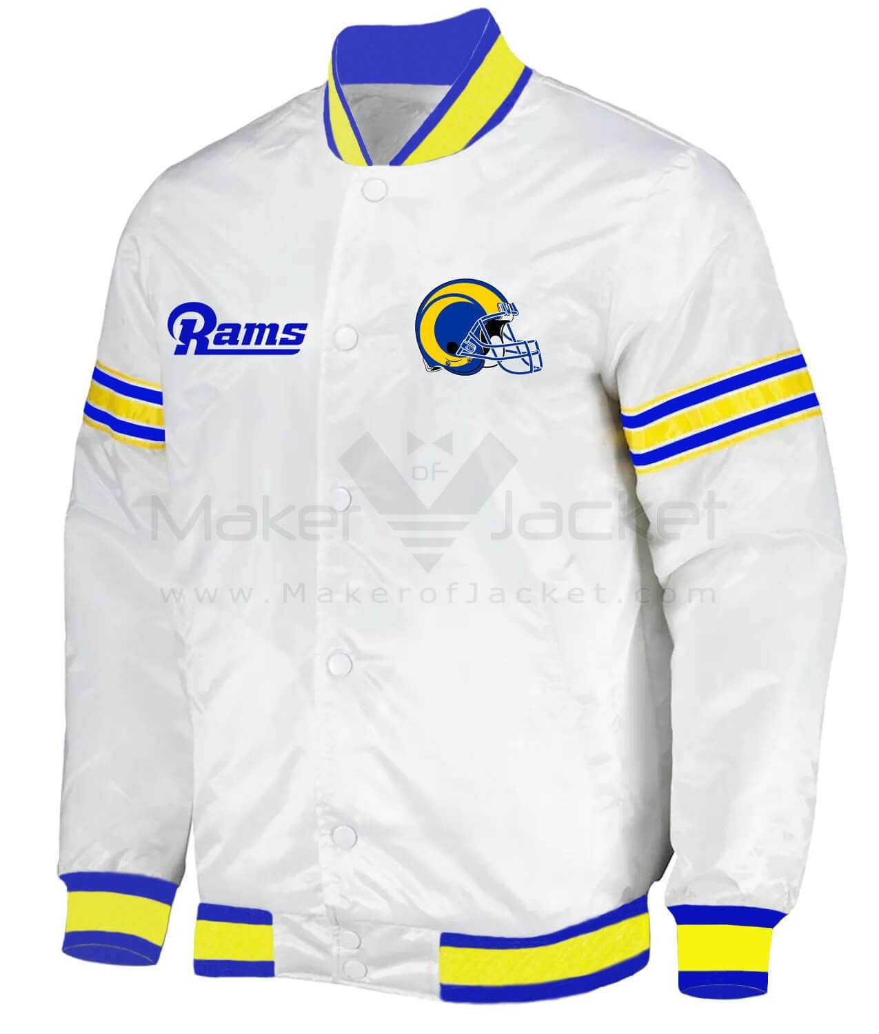NFL LA Rams Football Team Tricolor Satin Jacket