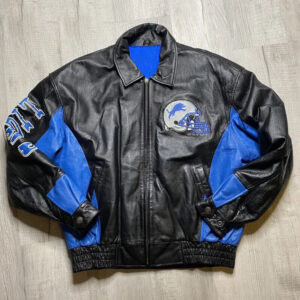 NFL Team Detroit Lions Black And Blue Leather Jacket