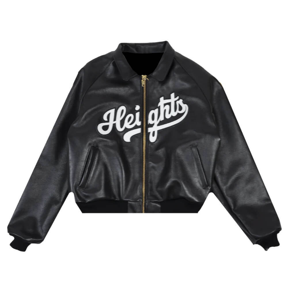 Black Heights Bomber Leather Jacket (2) Black Heights Bomber Leather Jacket