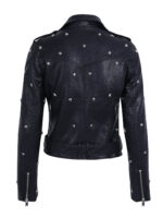 Black Star Studded Biker Leather Jacket