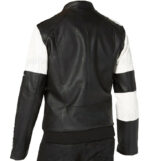 Black White Silver Studded Biker Leather Jacket