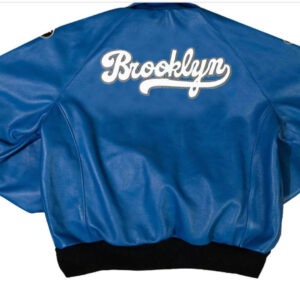 Blue Brooklyn Bomber Leather Jacket