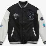 Cronulla Sharks 2023 NRL Black White Varsity Jacket