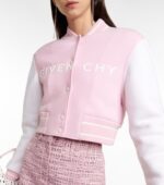 Givenchy Pink White Cropped Varsity Jacket