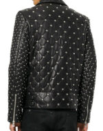Men's Silver Studs Quilted Style Biker Leather Jacket