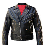 Black Biker Studded You Had Me At Techno Leather Jacket