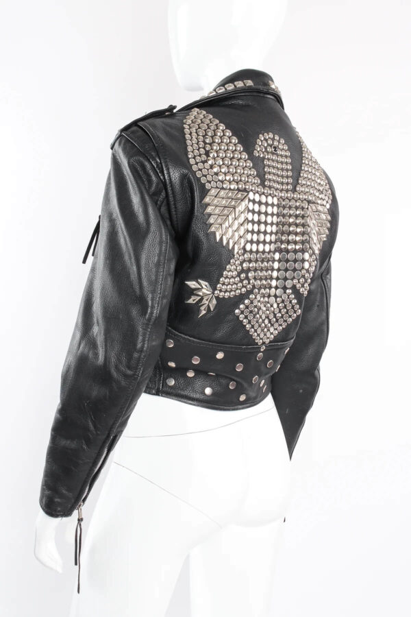 Black Eagle Silver Studded Moto Biker Leather Jacket