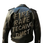 Black Fire Rave Techno Dust Biker Studded Leather Jacket