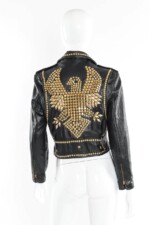Black Golden Eagle Studded Moto Biker Leather Jacket