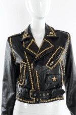 Black Golden Eagle Studded Moto Biker Leather Jacket