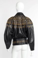 Black Golden Embellished Studded Leather Jacket