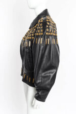 Black Golden Embellished Studded Leather Jacket